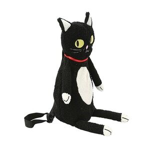 Spookyville Critters Plush Furry Black Cat Backpack Adjustable Straps